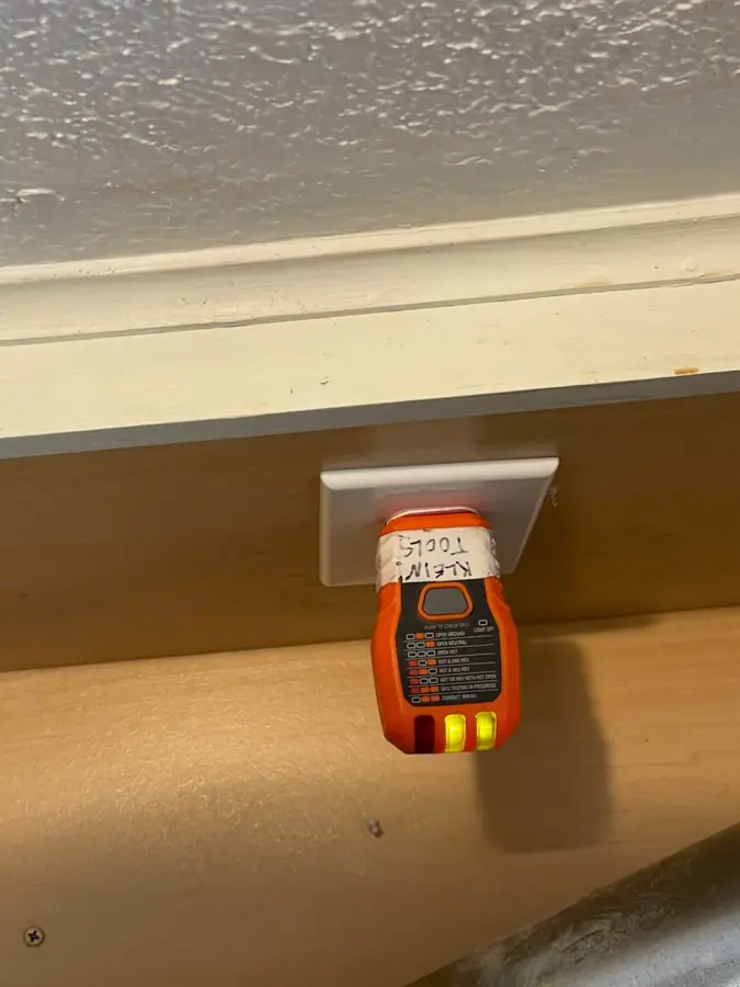 Outlet wiring inspection in the Asheville area: our Klein Tools receptacle tester confirms correct, safe wiring every time